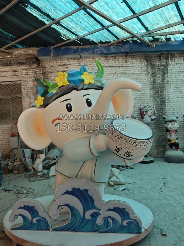 发光拿鼓大象男 (2)雕塑