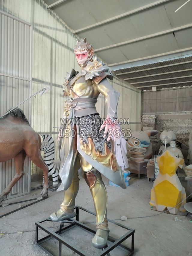 站姿斜棍齐天大圣孙悟空 (9)雕塑