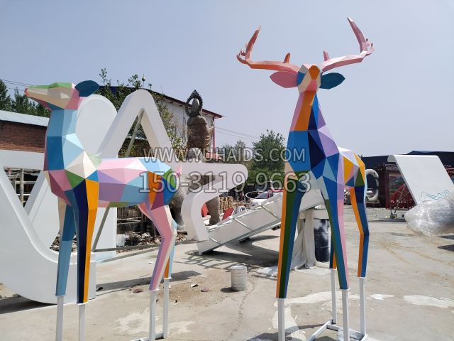 彩绘铁艺梅花鹿 (8)雕塑