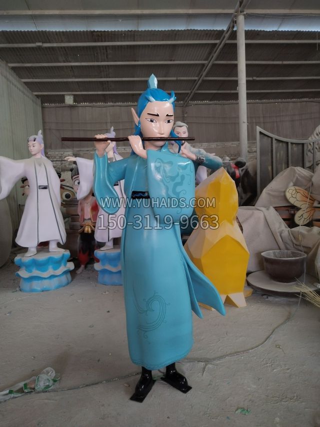 吹笛子敖炳 (8)雕塑