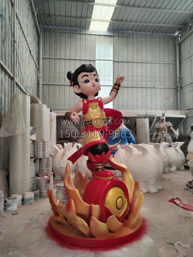 挥拳持枪哪吒 (3)雕塑