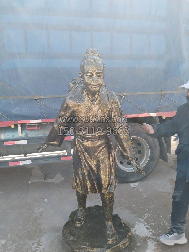 仿铜采药背篓雕塑