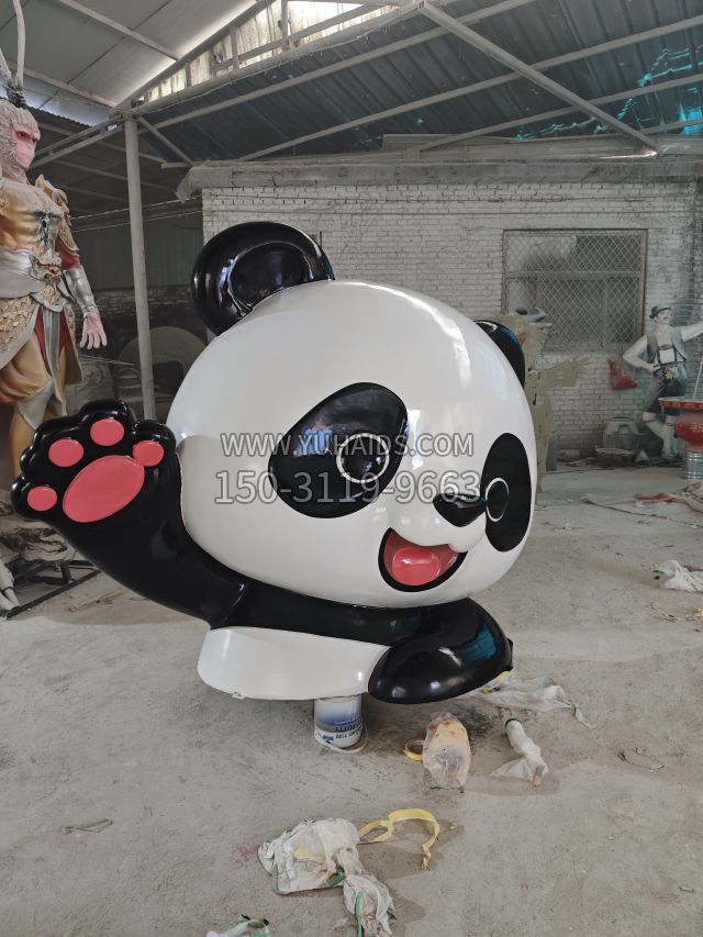 打招呼熊猫 (2)雕塑