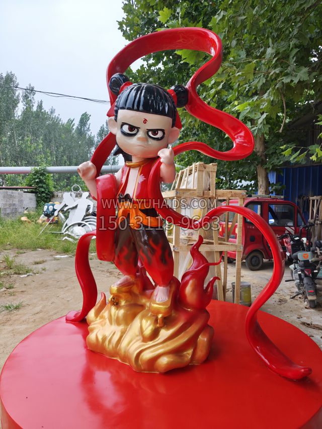 带底座 飘带哪吒 (4)雕塑
