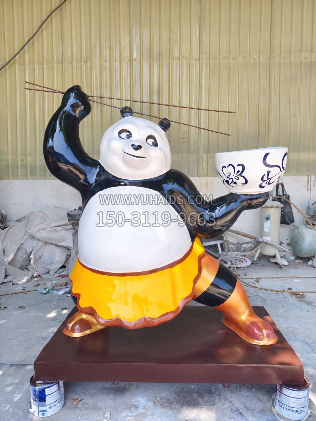 吃面卡通功夫熊猫 (3)雕塑