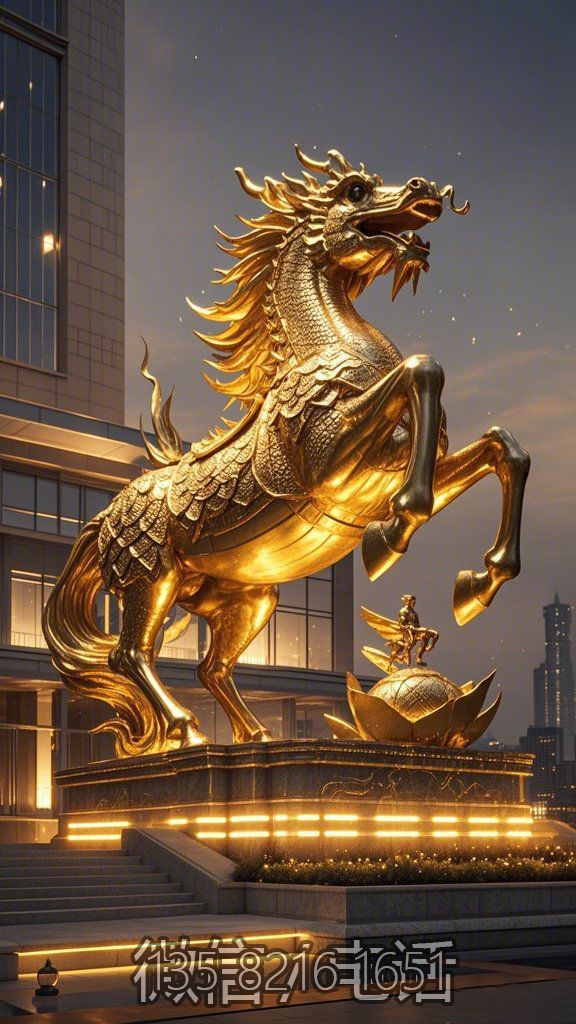宾馆酒店大门龙马景观不锈钢雕塑