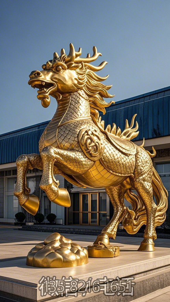 金色不锈钢龙马雕塑