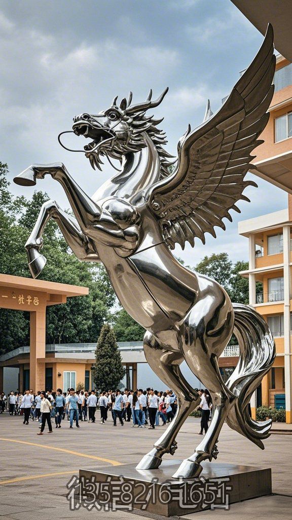 学校校园不锈钢龙马雕塑
