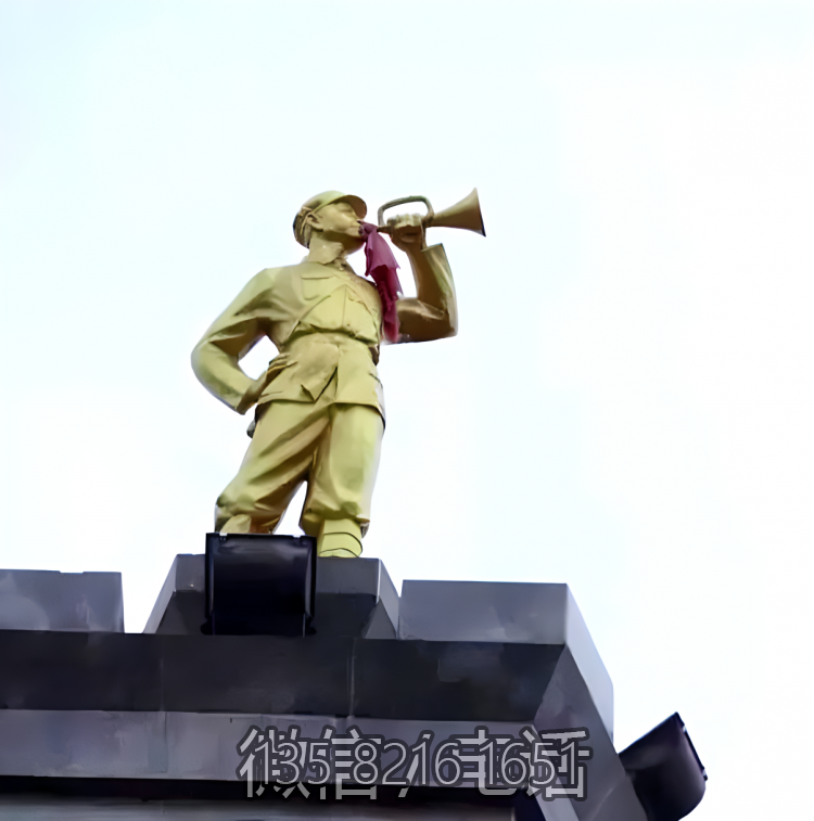 吹军号的红军人物铜雕塑