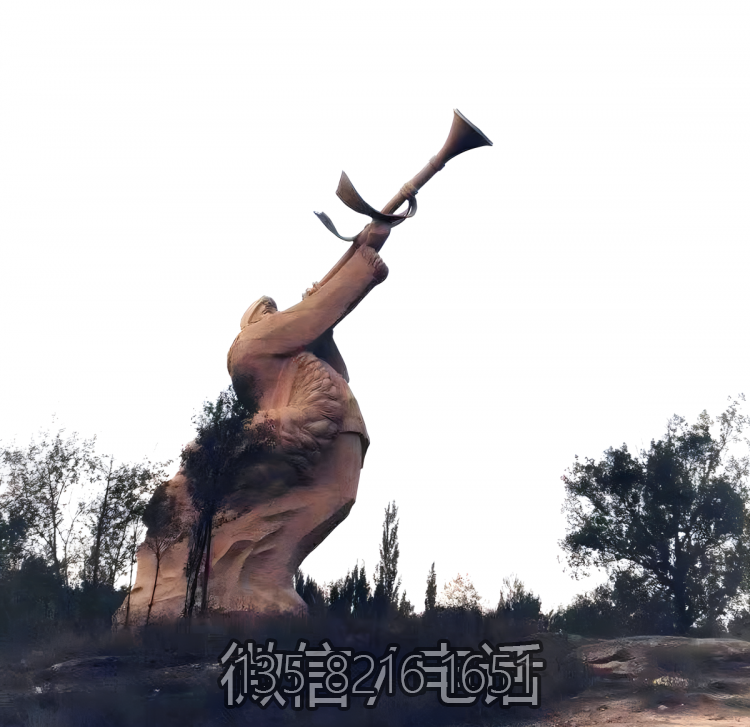 户外石雕大型吹唢呐的景观人物雕塑