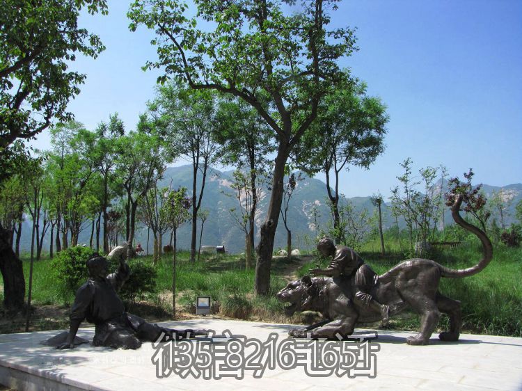 扼虎救父二十四孝铸铜情景人物雕塑