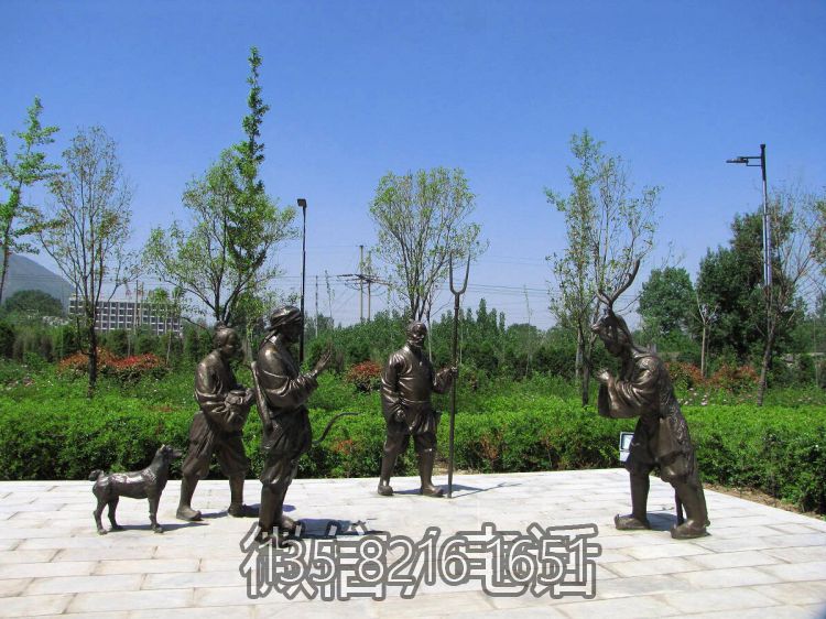 鹿乳奉亲二十四孝铸铜情景人物雕塑
