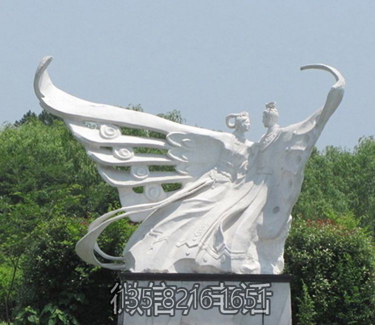 景区园林汉白玉石雕民间故事情景人物梁山伯与祝英台雕塑