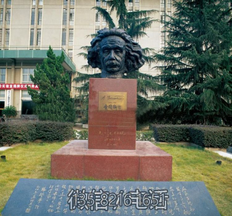 操场名人景观铜雕头像爱因斯坦雕塑