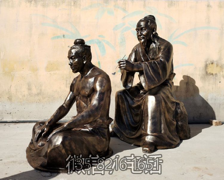 情景人物玻璃钢仿铜古代名医扁鹊雕塑
