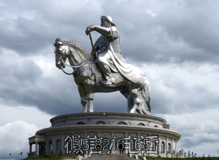 城市广场不锈钢大型人物成吉思汗雕塑