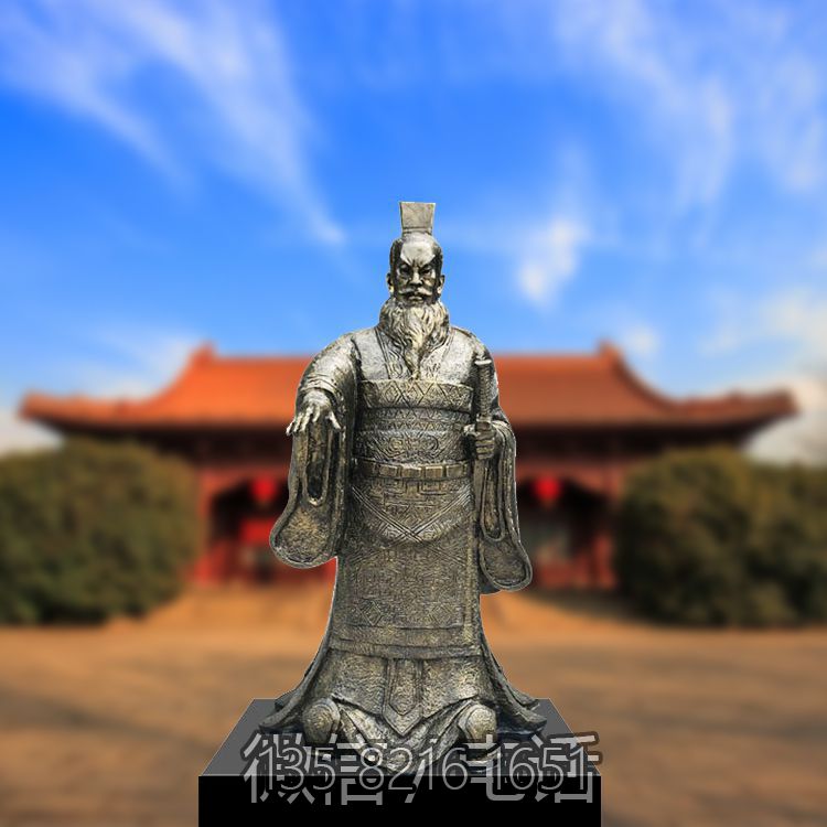 景区园林景观历史名人摆件玻璃钢仿铜秦始皇嬴政雕塑