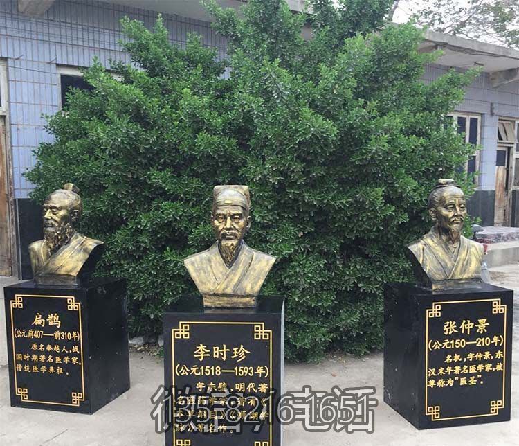 医院学校广场摆放镀金扁鹊李时珍张仲景胸像古代人物铜雕