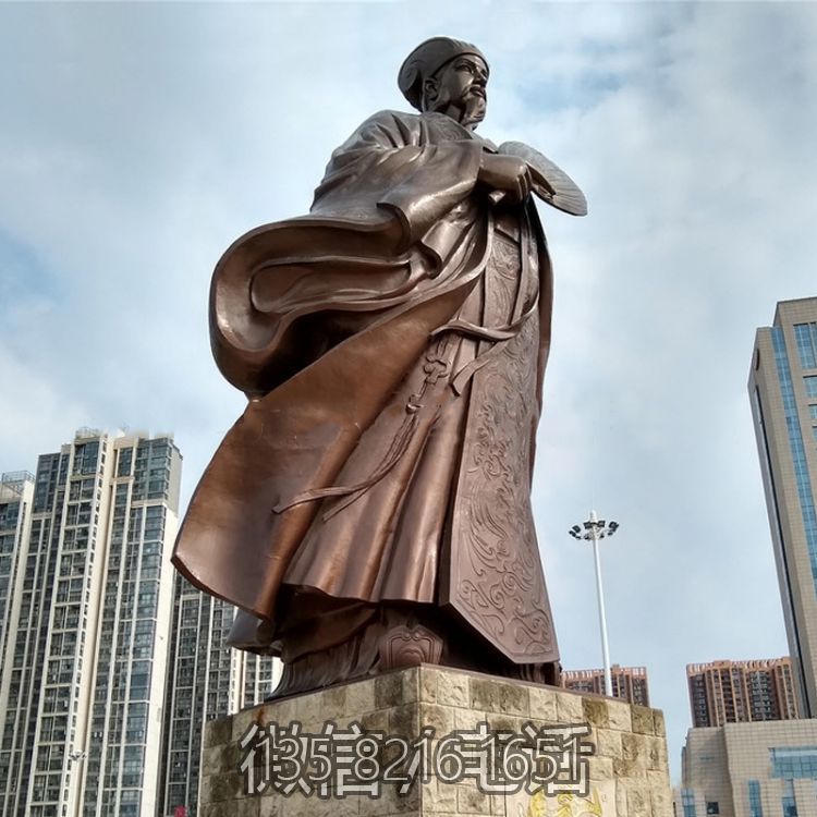 城市广场大型人物铜像，古代历史名人诸葛孔明诸葛亮雕塑