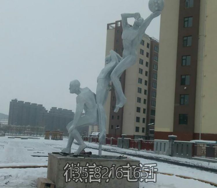广场景观摆件不锈钢抽象打篮球的运动人物雕塑