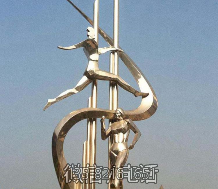 创意景观不锈钢镜面体育竞技运动跑步人物雕塑