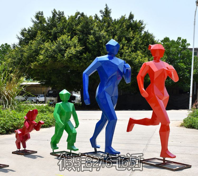 户外园林景观几何跑步人物玻璃钢雕塑装饰摆件
