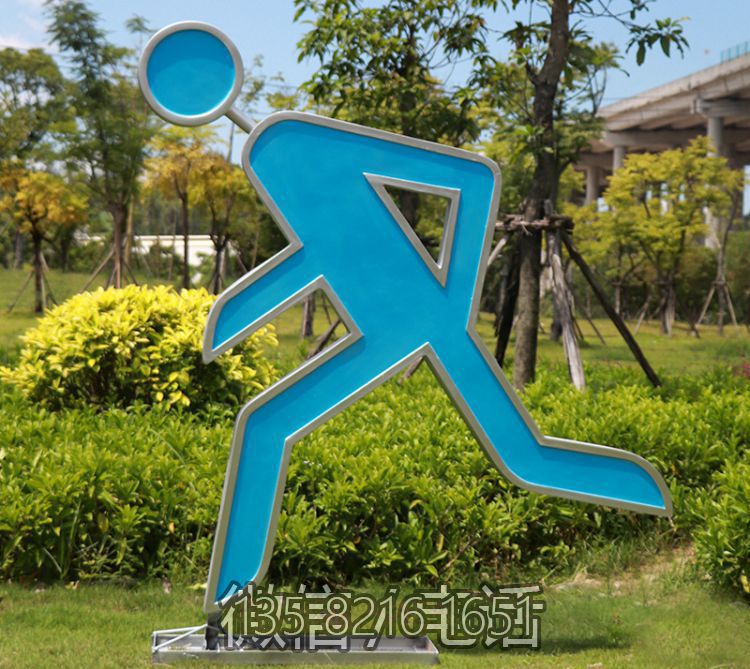 剪影自行车人物公园玻璃钢园林景观跑步雕塑运动小品体育