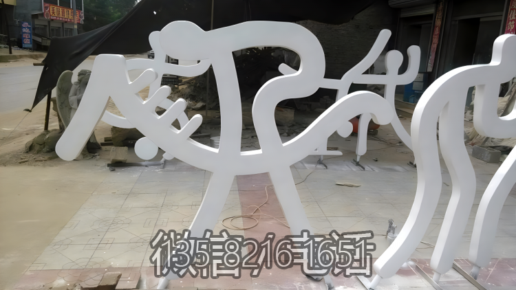 抽象不锈钢运动人物剪影雕塑
