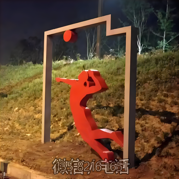 排球运动员不锈钢剪影人物造型雕塑