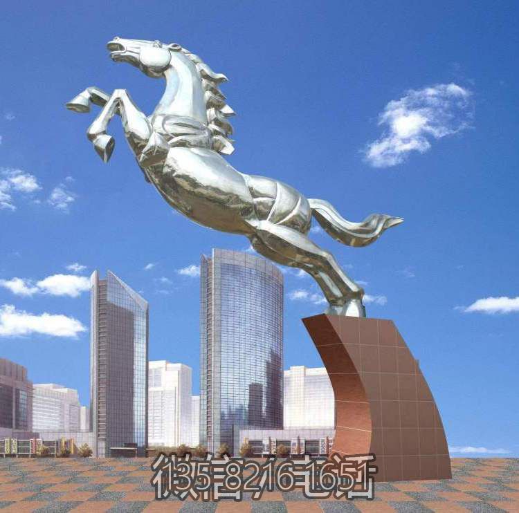 不锈钢奔马景观马儿雕塑
