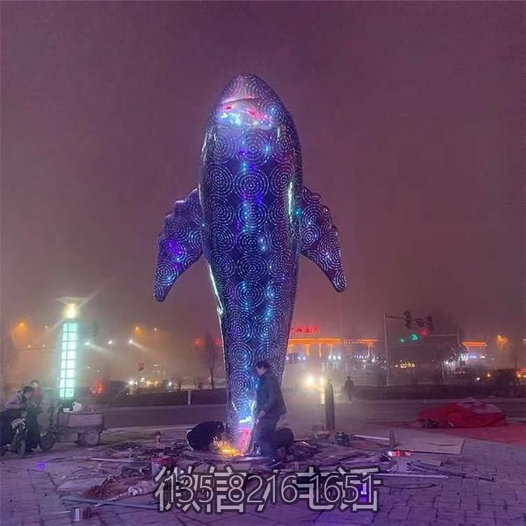 城市景观装饰摆件不锈钢大型动物景观鲸鱼雕塑