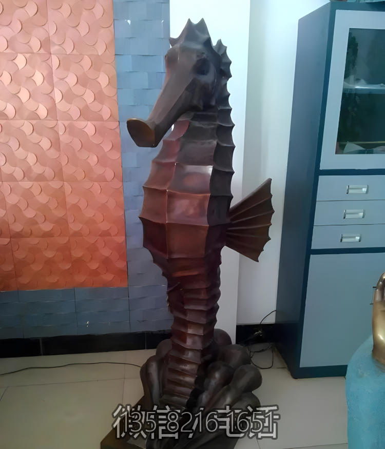 玻璃钢海洋动物景观海马雕塑