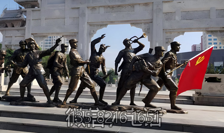 玻璃钢仿铜八路军战士雕塑