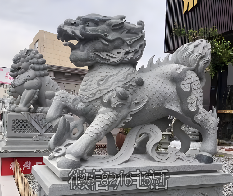 定制创意青石石雕大型神兽招财动物麒麟雕塑