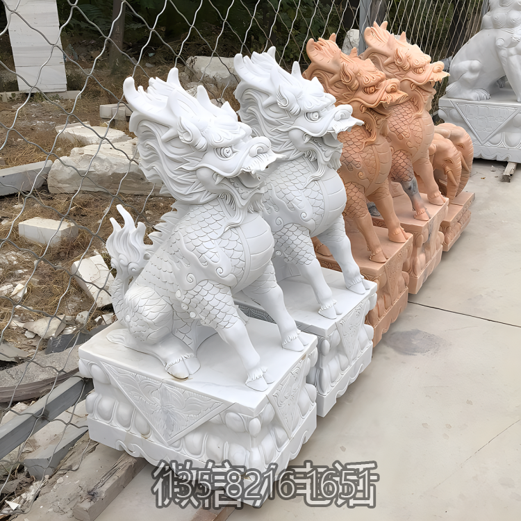 庭院小区大理石石雕神兽麒麟雕塑