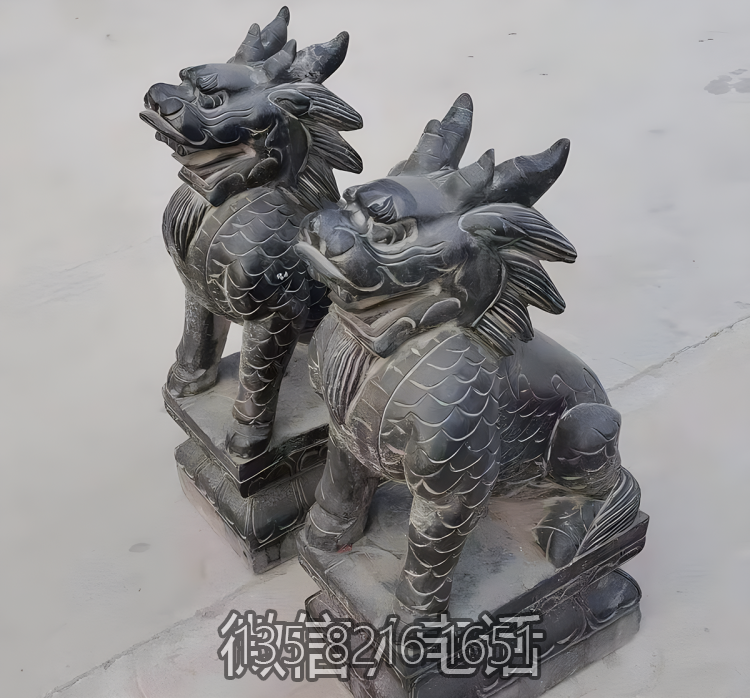 宅院门口摆件一对镇宅辟邪青石石雕麒麟雕塑