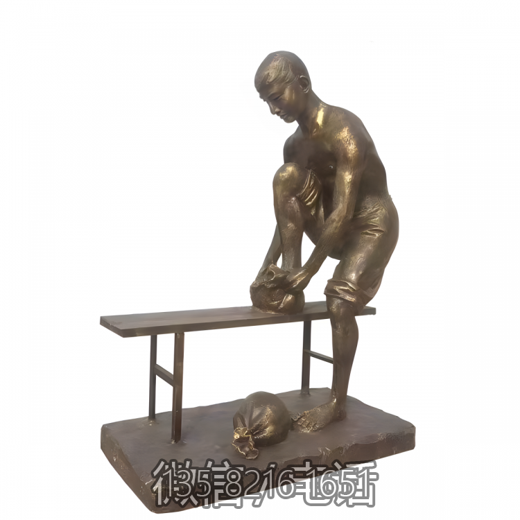 玻璃钢仿铜景观茶文化包揉的人物雕塑