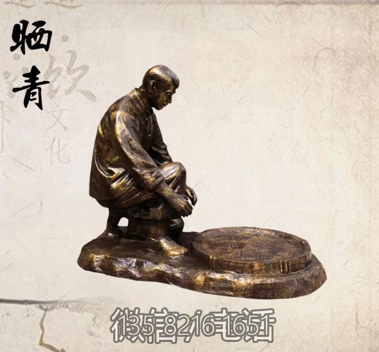 茶文化户外玻璃钢仿铜晒青雕塑