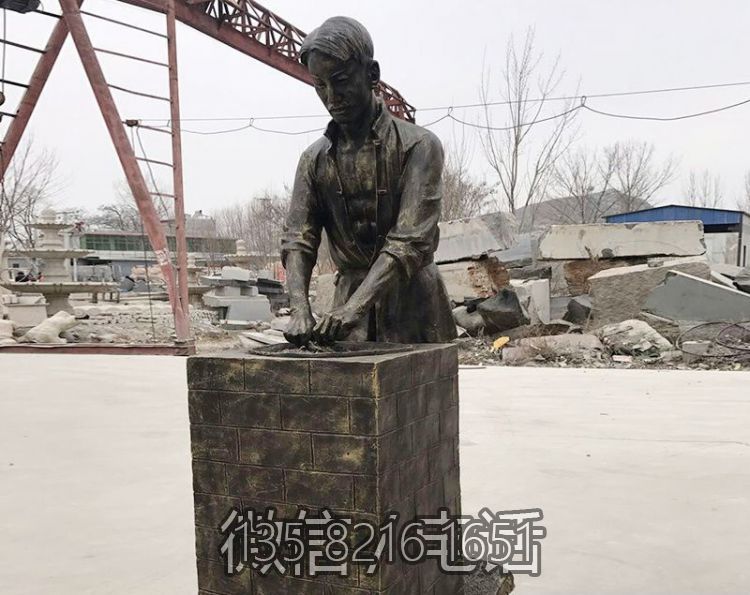 公园仿铜洗茶制茶的玻璃钢人物景观茶文化雕塑
