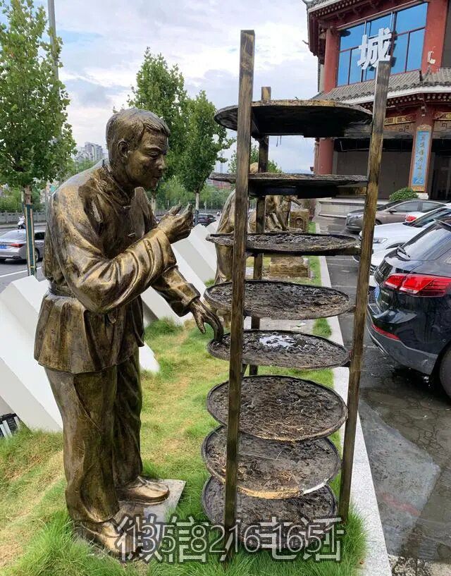 园林景观玻璃钢摊青的人物雕塑
