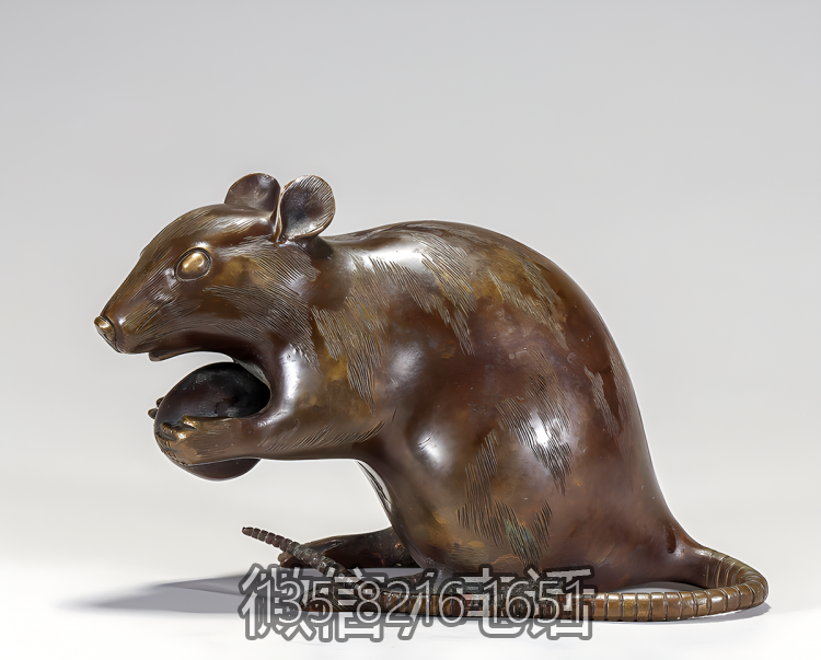 户外园林动物景观摆件玻璃钢仿铜定制十二生肖鼠雕塑