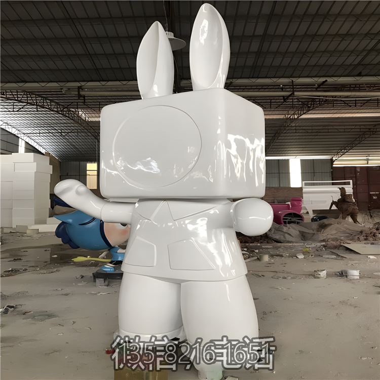 抽象玻璃钢卡通兔子人偶雕塑