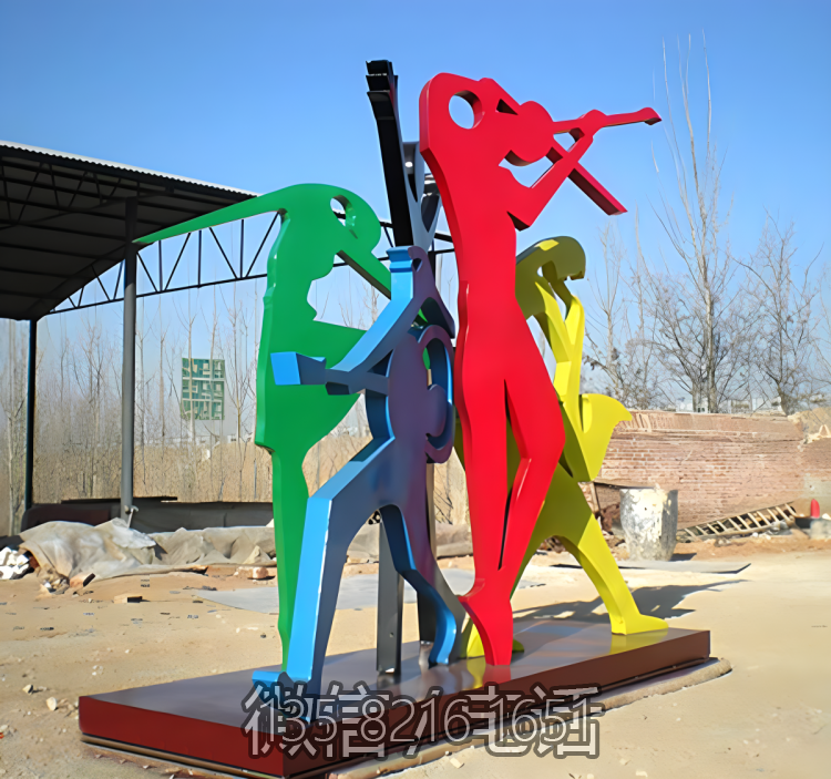 户外不锈钢抽象剪影人物雕塑