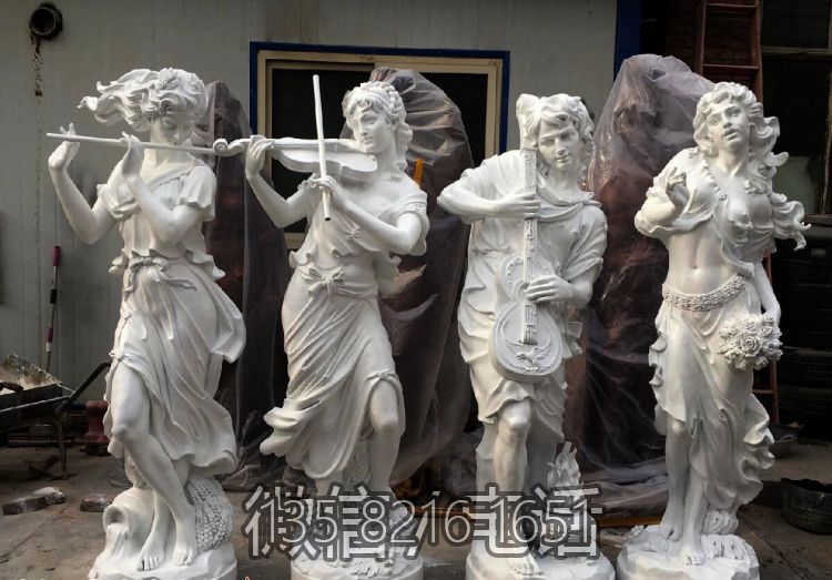 汉白玉吹拉弹唱人物雕塑