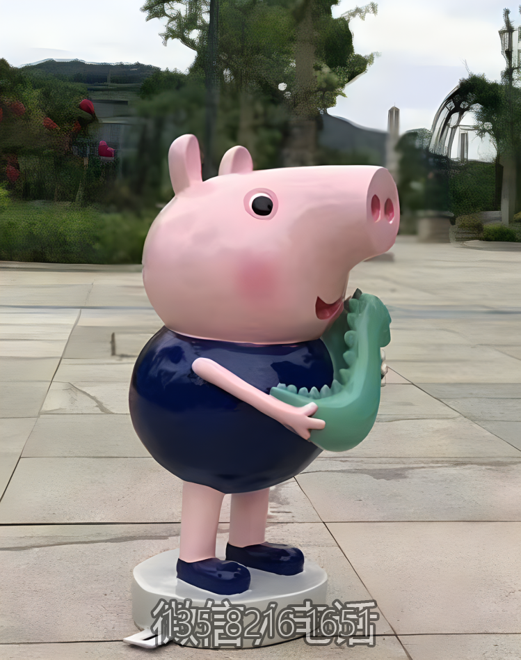 公园摆件玻璃钢卡通动物摆件小猪乔治雕塑