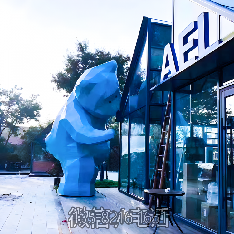 商场景观大型景观装饰动物景观玻璃钢几何抽象熊雕塑