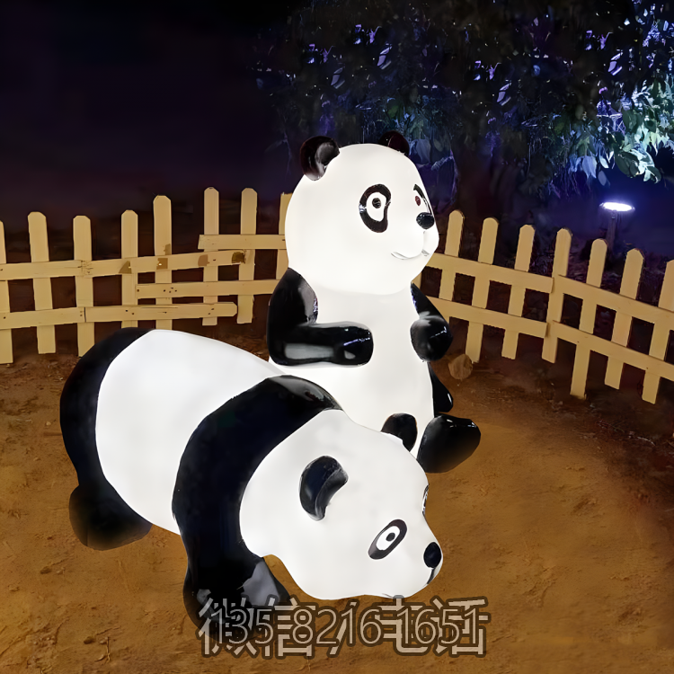 创意定制户外景观美陈装饰摆件玻璃钢发光动物摆件熊猫雕塑