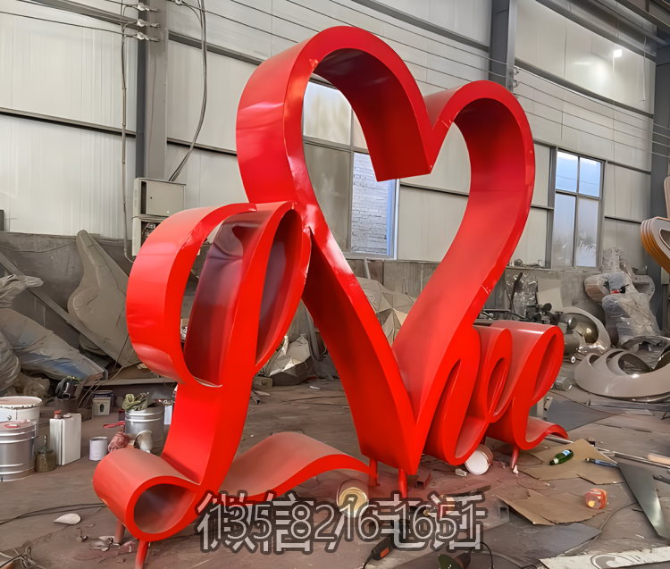 love不锈钢爱心文字雕塑