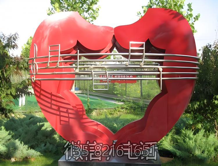 不锈钢音乐爱心景观雕塑