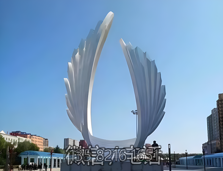 抽象翅膀不锈钢喷漆雕塑